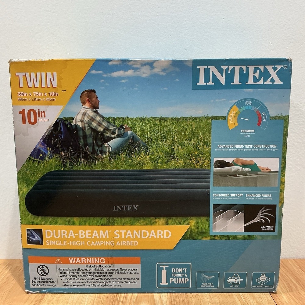 Intex Twin 10in Standard Dura-Beam Airbed Mattress, Pump Not Included NEW (17D)